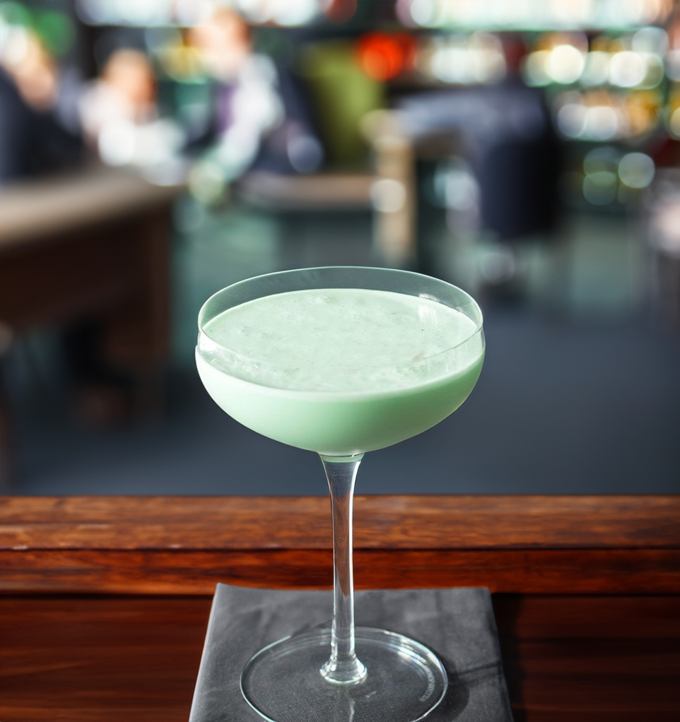 Grasshopper Cocktail Recipe with Bols Peppermint Green, Cacao White, and Natural Yoghurt Products