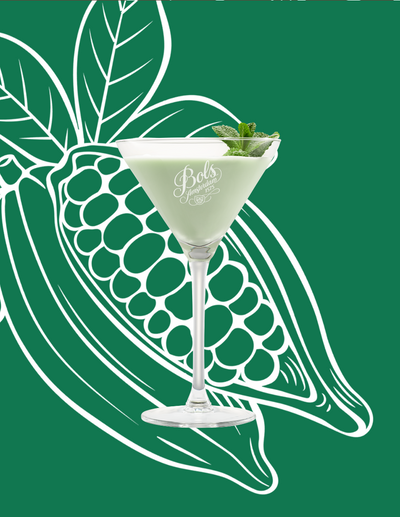Grasshopper Cocktail Recipe with Bols Peppermint Green, Cacao White, and Natural Yoghurt Products