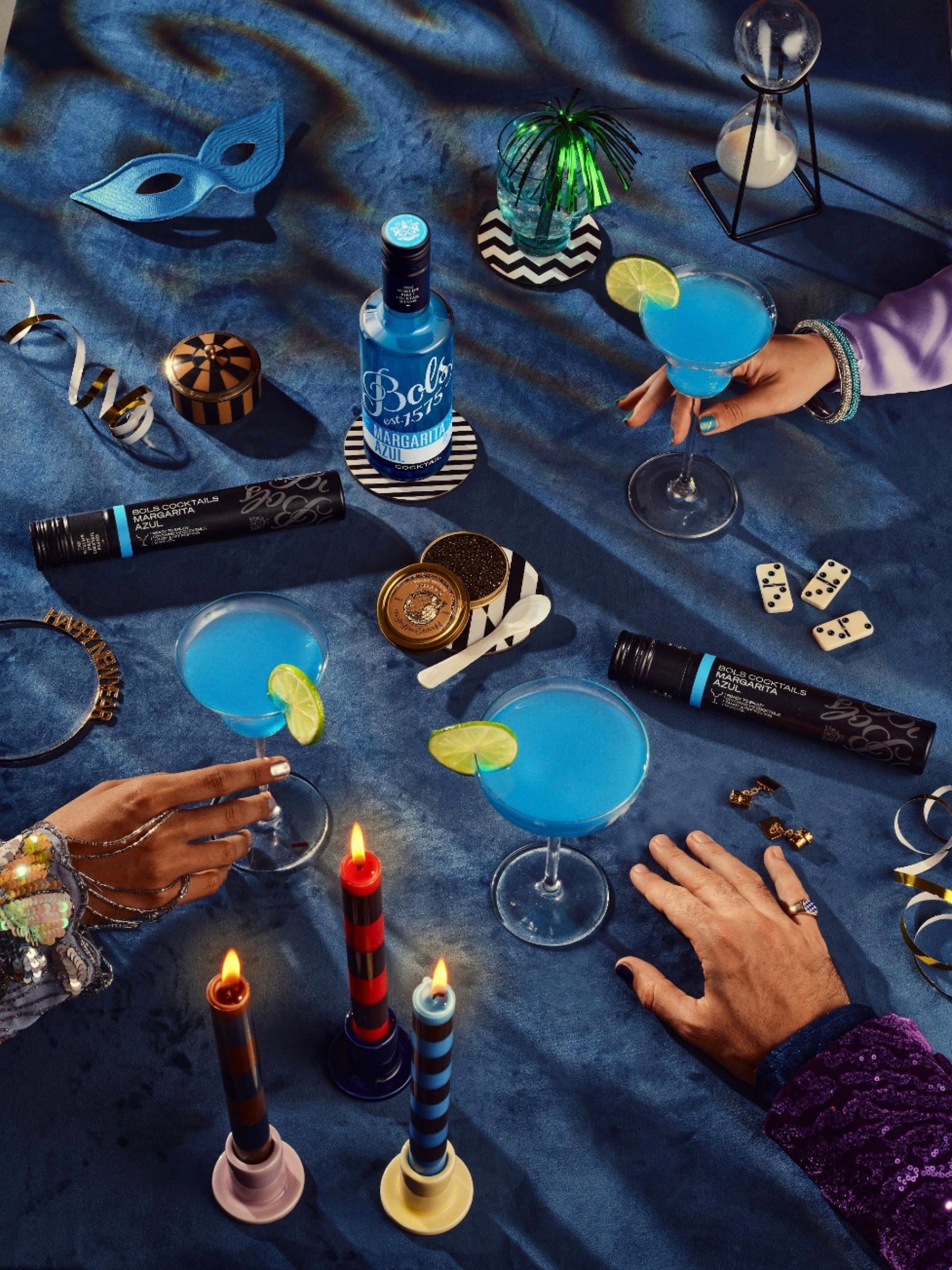 Margarita Azul Recipe with Bols Blue Curacao Product for New Years Celebration