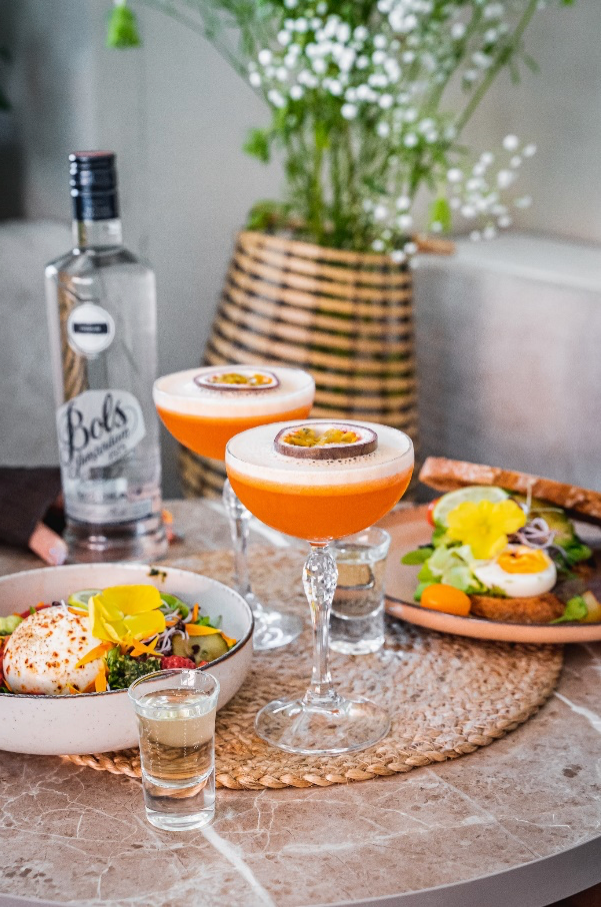 Pornstar Martini Cocktail Recipe with Bols Vodka and Passoa Products at Lunch