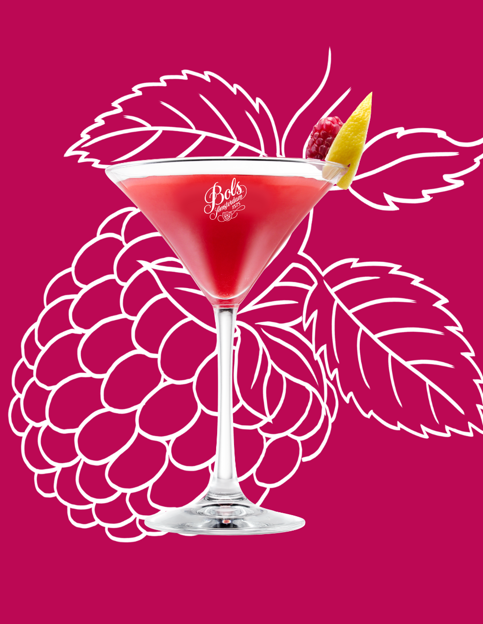 Raspberry Martini Cocktail Recipe with Bols Raspberry and Vodka Products