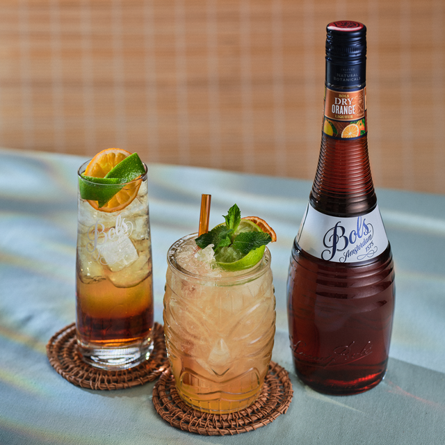 Bols Dry Orange liqueur with Mai Tai and Dry Orange Tonic