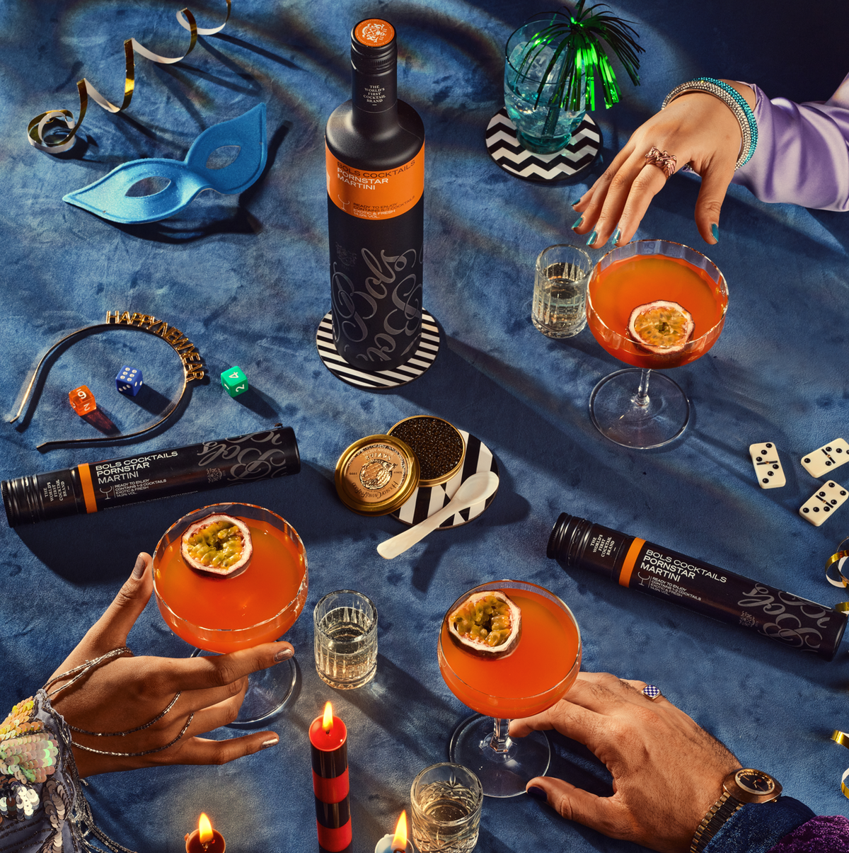 pornstar martini cocktails in festive setting by bols ready to drink