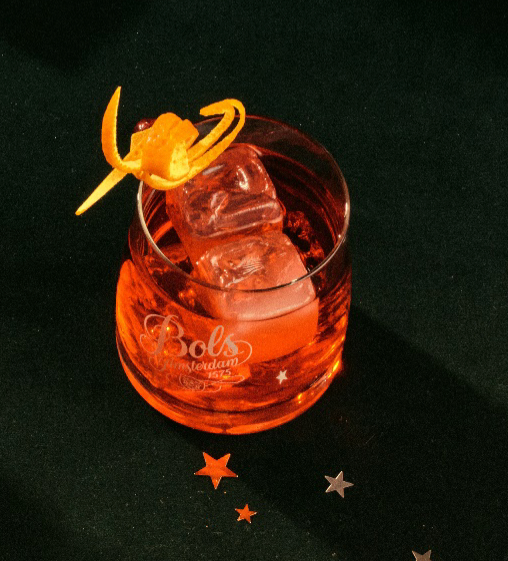 Red Orange Negroni Cocktail Recipe with Bols Genever Original and Red Orange Products at Christmas