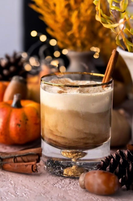 White Russian Cocktail Recipe with Bols Coffee and Vodka Products in Autumn Halloween